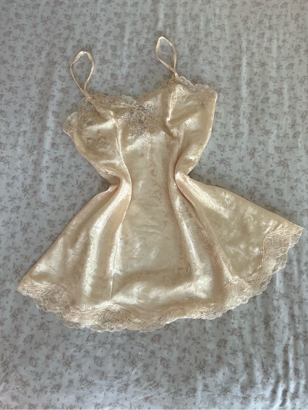Victoria's Secret Lace-Trim Satin Chemise in Champagne Gold